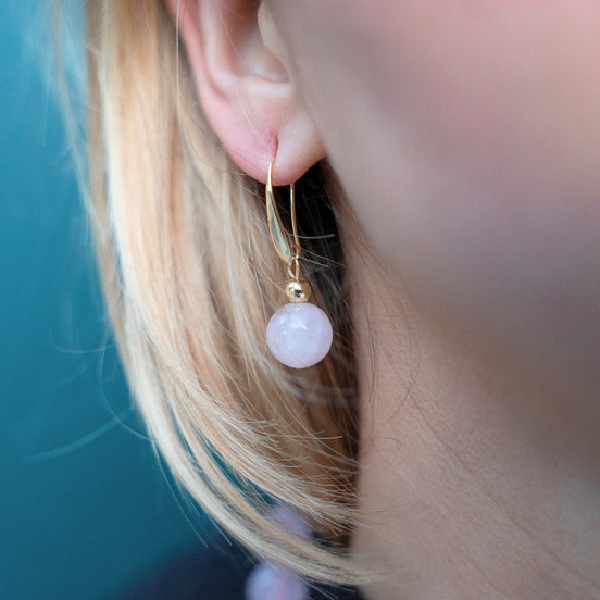 Amour - Boucles d'oreilles Quartz Rose